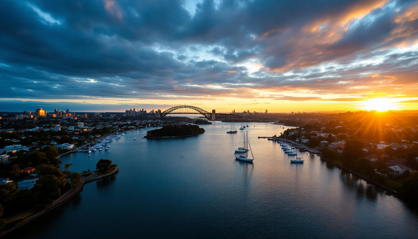 Drummoyne harbour at golden hour